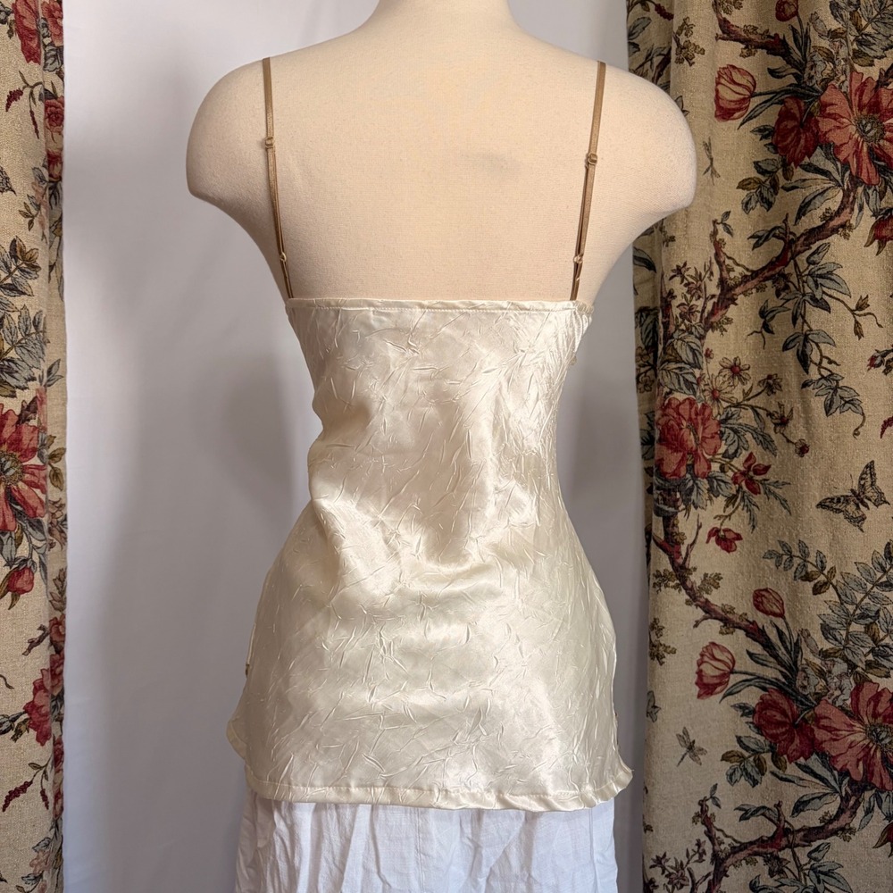 No Boundaries Cream Ivory Satin Crinkle Camisole with gold sequin detailing - Picture 5 of 16